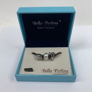 Bella Perlina Cruisin' & Cocktails Set of Three Charms Silver Tone Faux Pearl